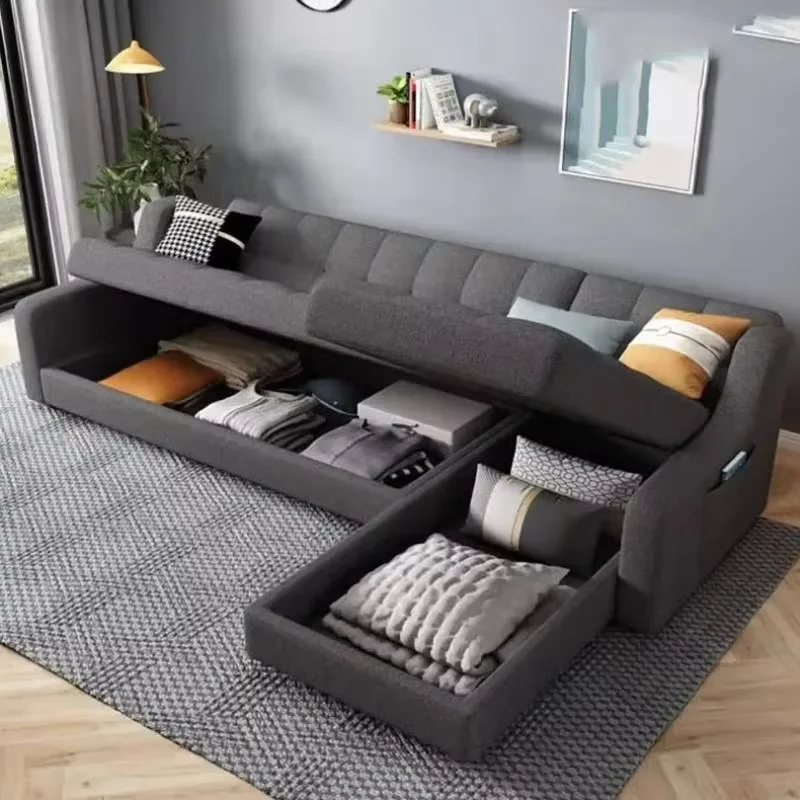 Modern Black Extendeble Sofas Beds Stretch Storage Cute Modular Elegant Folding Sofas Foldable Lounge Divano Home Furniture