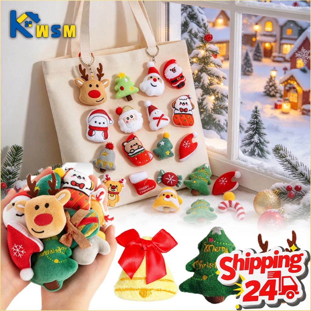 10-80pcs DIY Christmas Charm Filled Cotton Doll Brooch Keychain Pendant Accessory for Clothing Scarf Bag Home Decoration