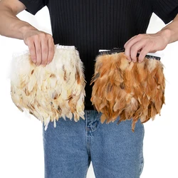 1M 5M 10M Natural Rooster Feathers Trim 10-15cm White Plumes Ribbon for Crafts Carnival Party Clothing Decoration Accessories