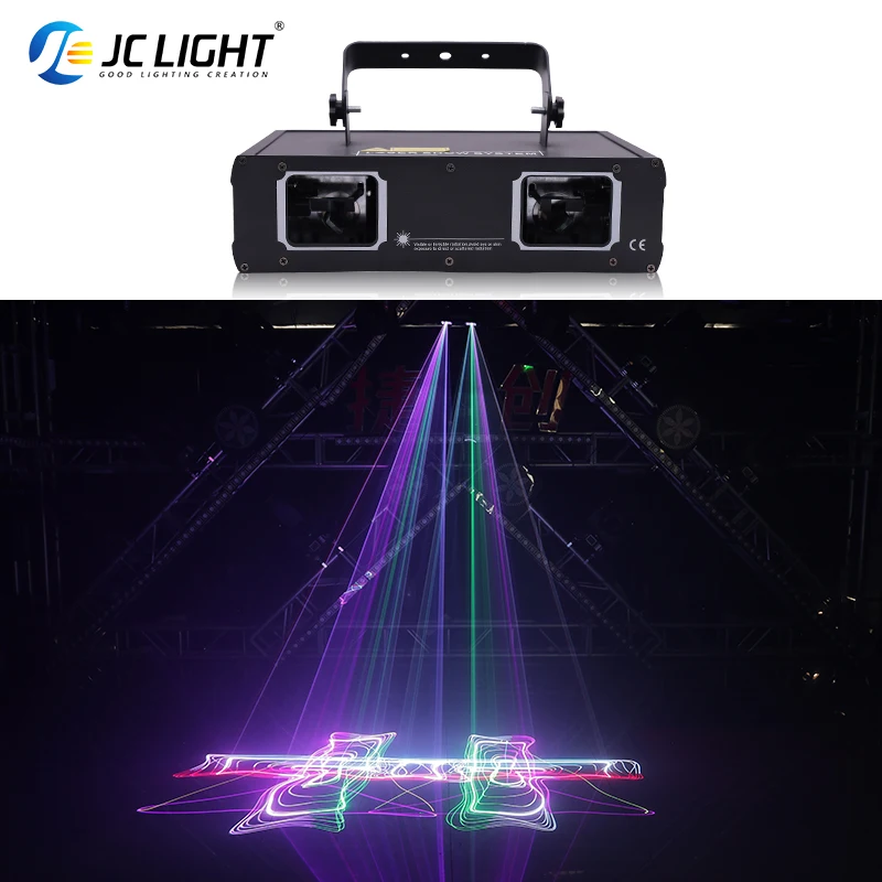 JC-luz láser de dos ojos 3d Rgb, iluminación de escenario, Control de música, luces de Dj, proyector de haz de fiesta Dmx, luz para discoteca KTV, nuevo