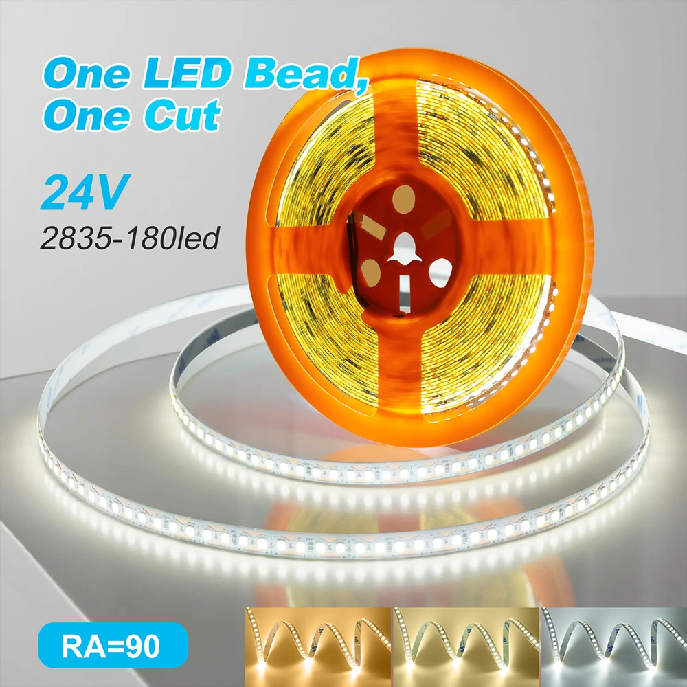 180Led/m Led Strip Light 1 LED Cut Ra90 24V 5m 10m 2835 Tape Super Bright 8MM PCB Cabinet Sign Night Lights Warm/Natural White