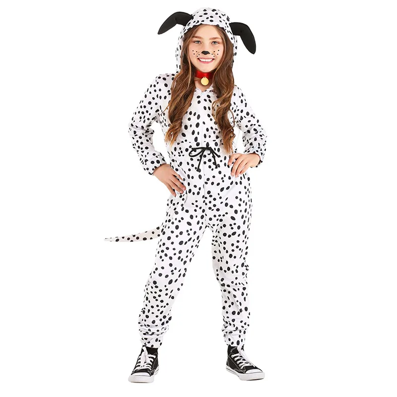 2025 New Arrival Unisex Boy Spotted Dog One Piece Jumpsuit Halloween Dress Up Girl Delightful Dalmatian Costume for Kids