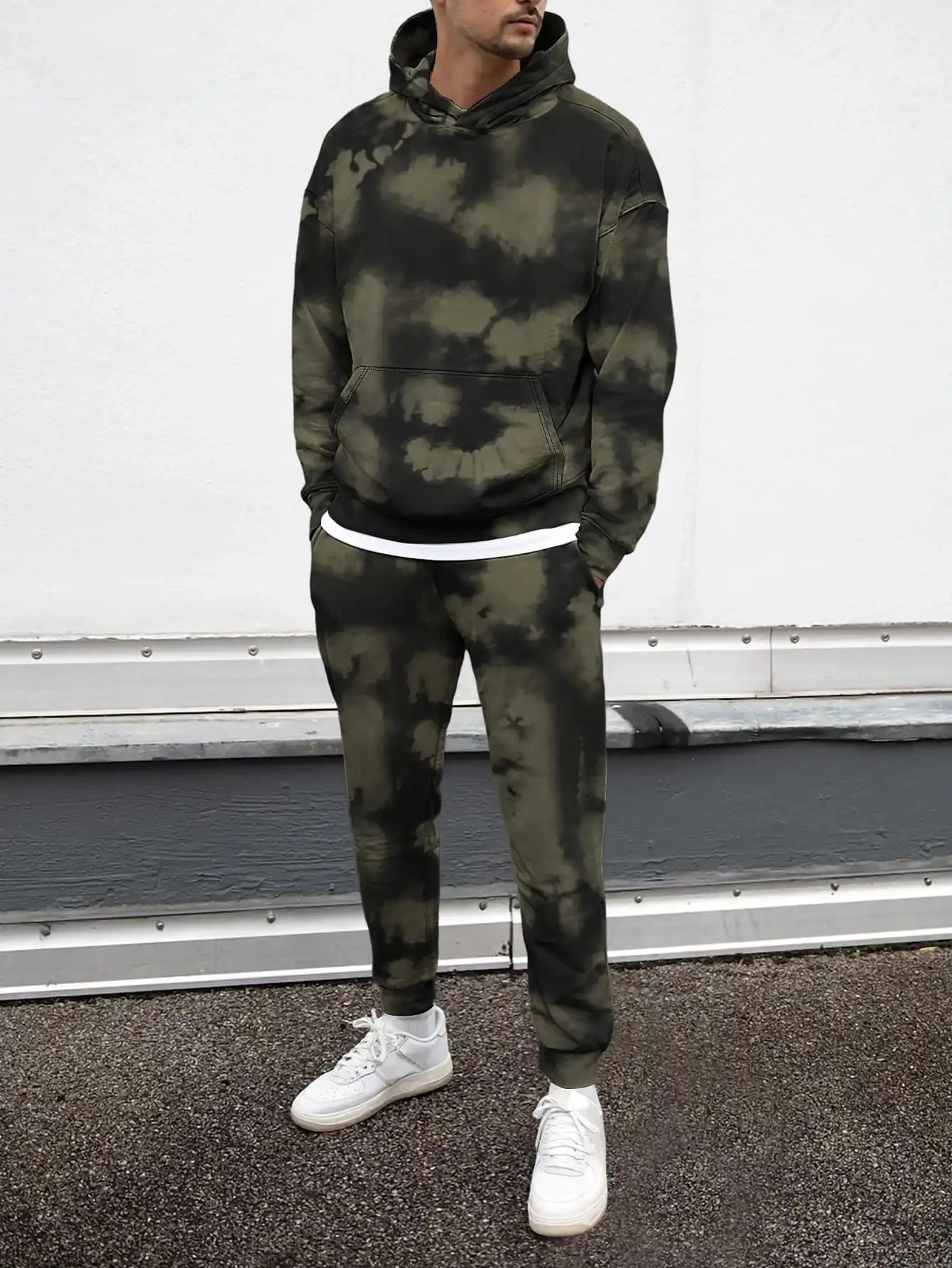 

Tie Dye Men Harajuku Style Tracksuit Hoodie Trouser 2Pc Sets Creative Art Design 3D Print Stylish Loose Fit Casual jogging Sets