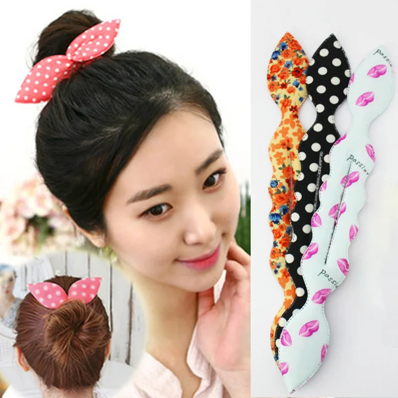 Accesorios para el cabello con Orejas de conejo de Corea, plato de albóndigas, cabeza de esponja, herramientas para el cabello, palo dulce