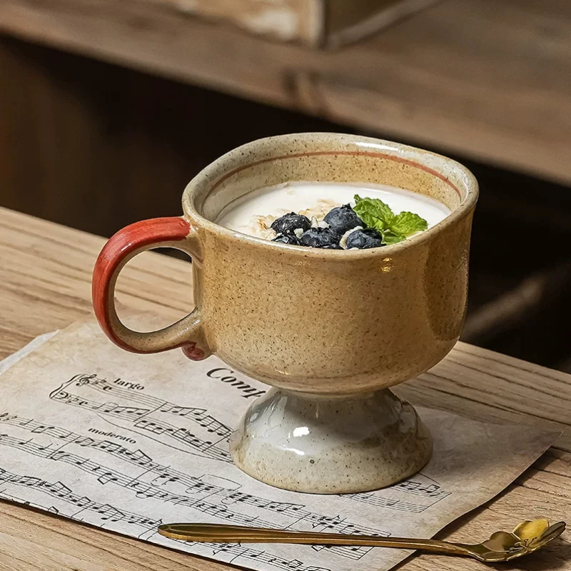 Medieval-style Ceramic Coffee Mugs, Wine Glasses, Yogurt Cups, Creative Dessert Cups, and Water Glasses