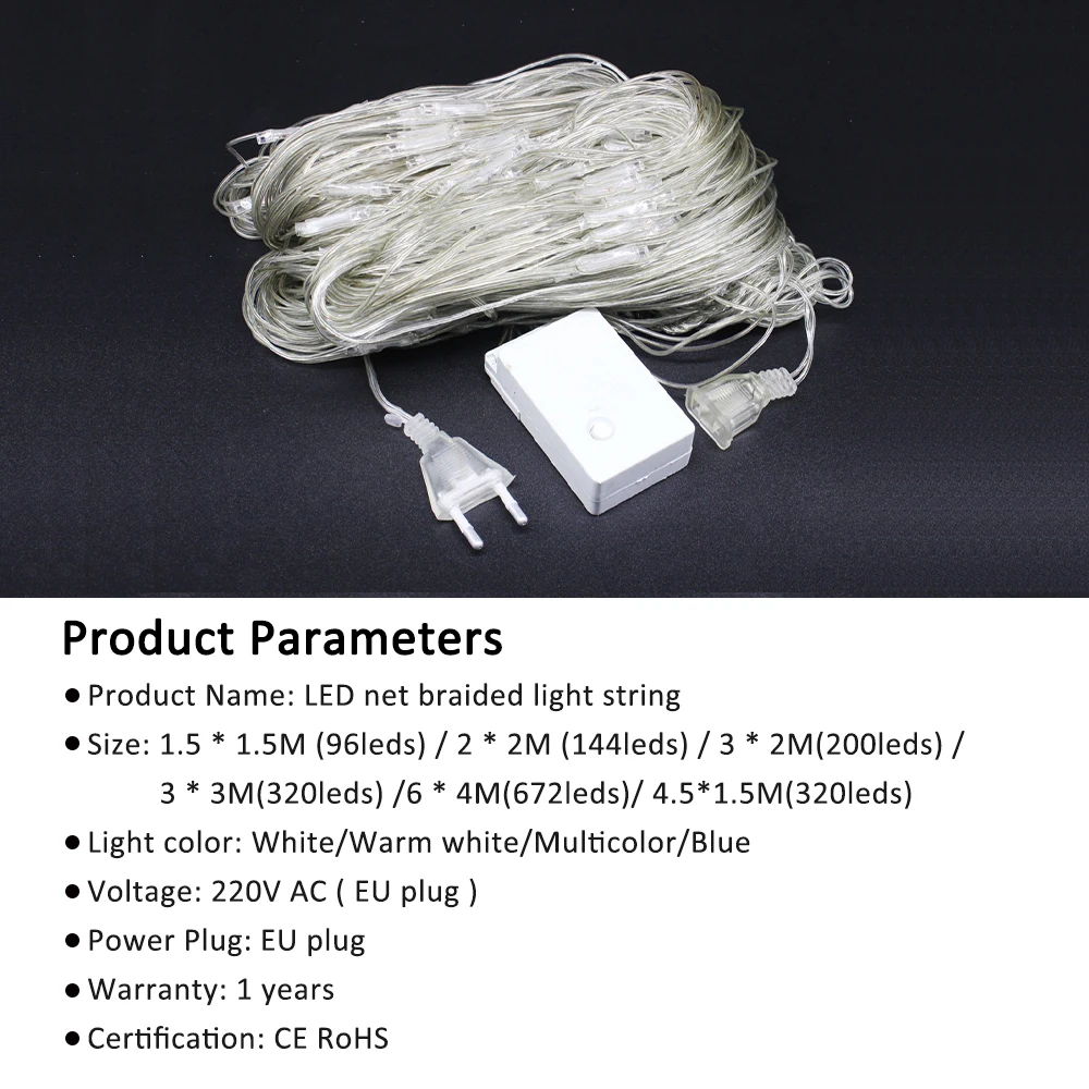 LED Net Beleuchtung String Outdoor EU Stecker 220V Weihnachten Garten Urlaub Wohnkultur Hochzeit Party Fee Baum Dekoration wasserdicht – Detail 7