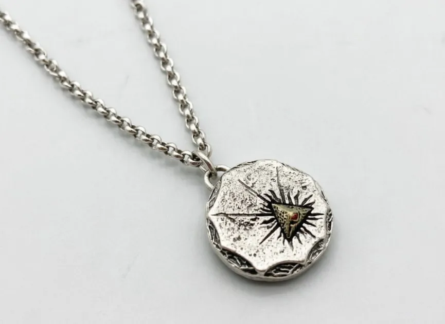 Sterling silver S925 Indian pyramid known eye pendant pendant necklace fashionmonger simple vintage Thai silver ornament