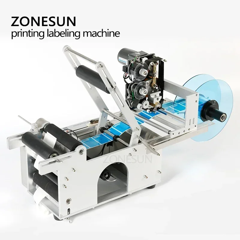 Zonesun LT-50D semi automático garrafa redonda máquina de rotulagem etiqueta máquina de impressão data impressora adesivo etiqueta aplicador