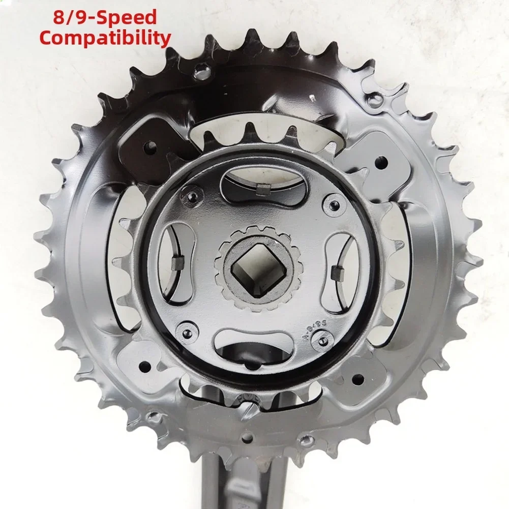 

36/22T 175mm crankset with steel chainrings aluminum alloy arms designed for smooth shifting on 8 9 speed mountain bikes