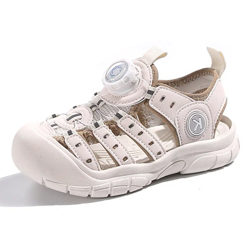 

Детские сандалии с закрытым носком Новинка летняя модная уличная спортивная обувь для отдыха для мальчиков Нескользящая пляжная обувь на мягкой подошве для девочек
