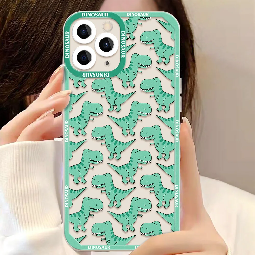 Cartoon Dinosaur Phone Case For iPhone 11 Case iPhone 14 Pro Max 12 13 15 Pro XR XS Max 12 13 Mini 7 8 Plus SE 2020 Soft Cover