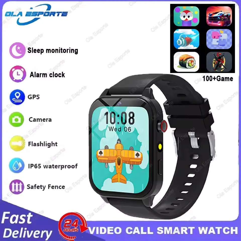 100+ Game SmartWatch Kid Kind HD Scherm Verlichting Muziek Smart Horloge Jongen Meisje Gift Kinderen Smartwatch Voor IOS Android 2025 Nieuwe