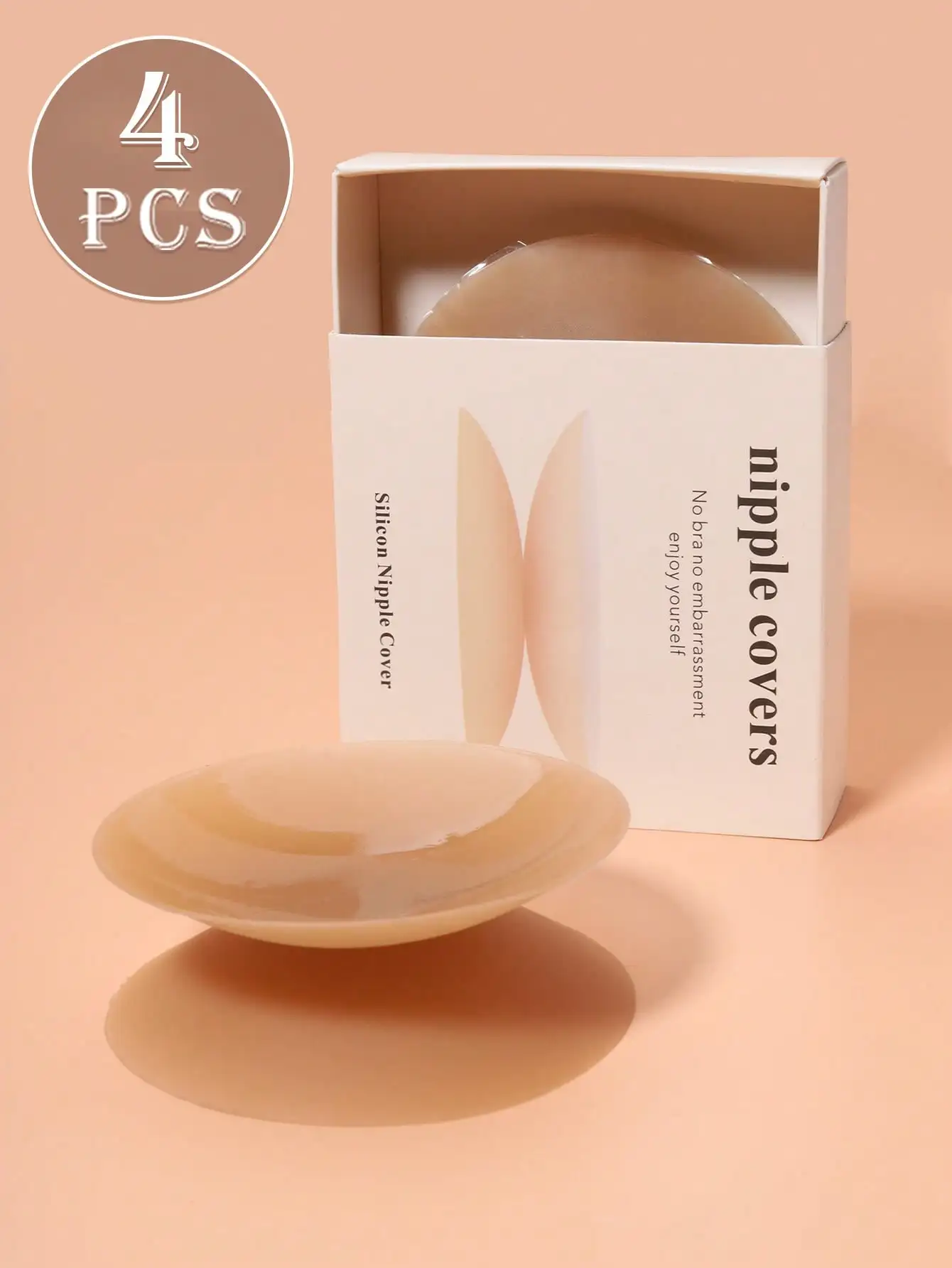 

4pcs Silicone Nipple Covers - Natural Tone, Reusable & Washable for Backless Dresses, Swimwear