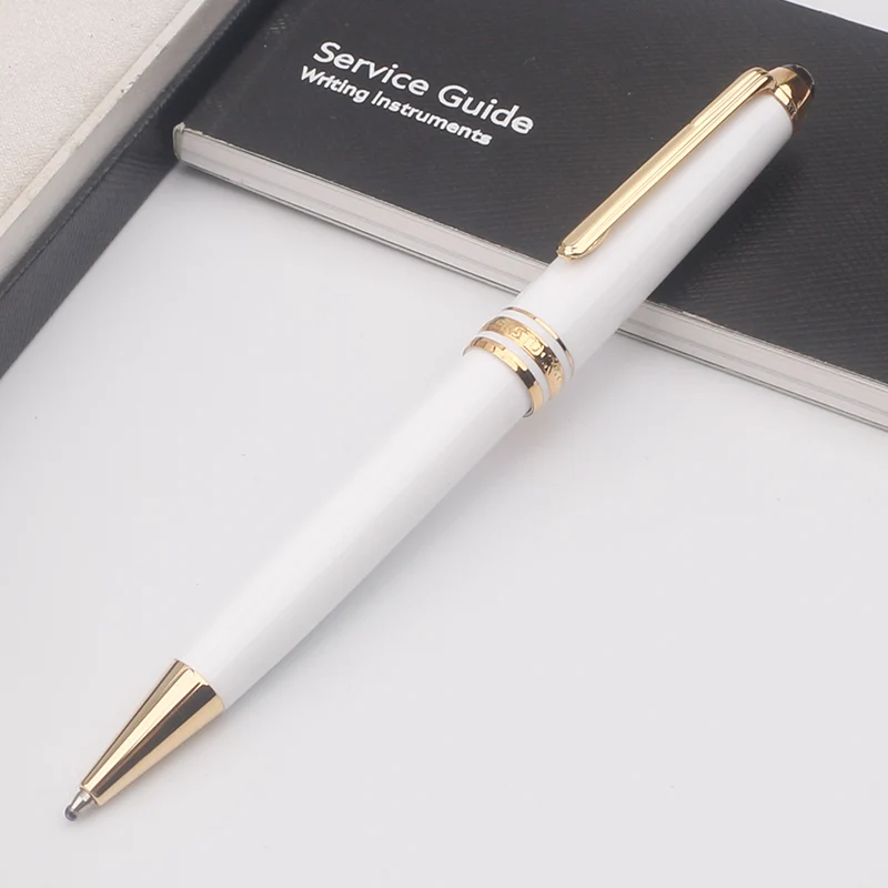 Luxury Ceramic White 163 MB Ballpoint Pen Monte Design Fashion Business Rollerball Fountain Pens Metal Silver Gold Stationery