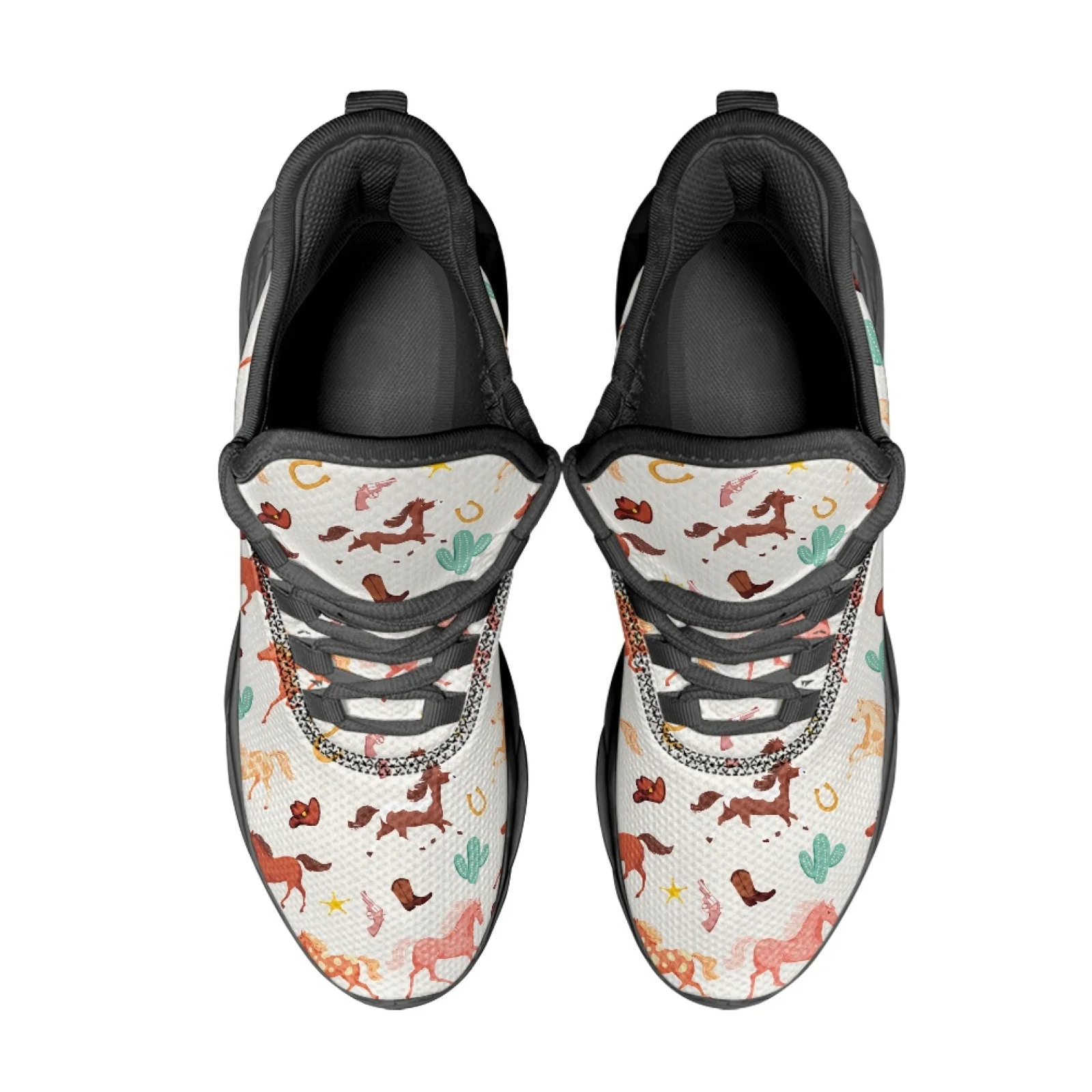 PENSTROLL Western Horse Print Casual Men'S Athletic Sneakers Fashion Sneakers for Mens Non Slip Running Shoes