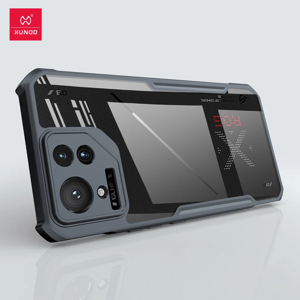 Xundd para asus rog telefone 9 pro telefone 9 8 7 caso, airbag anit-queda lente proteção traseira capa transparente para rog 9 pro caso