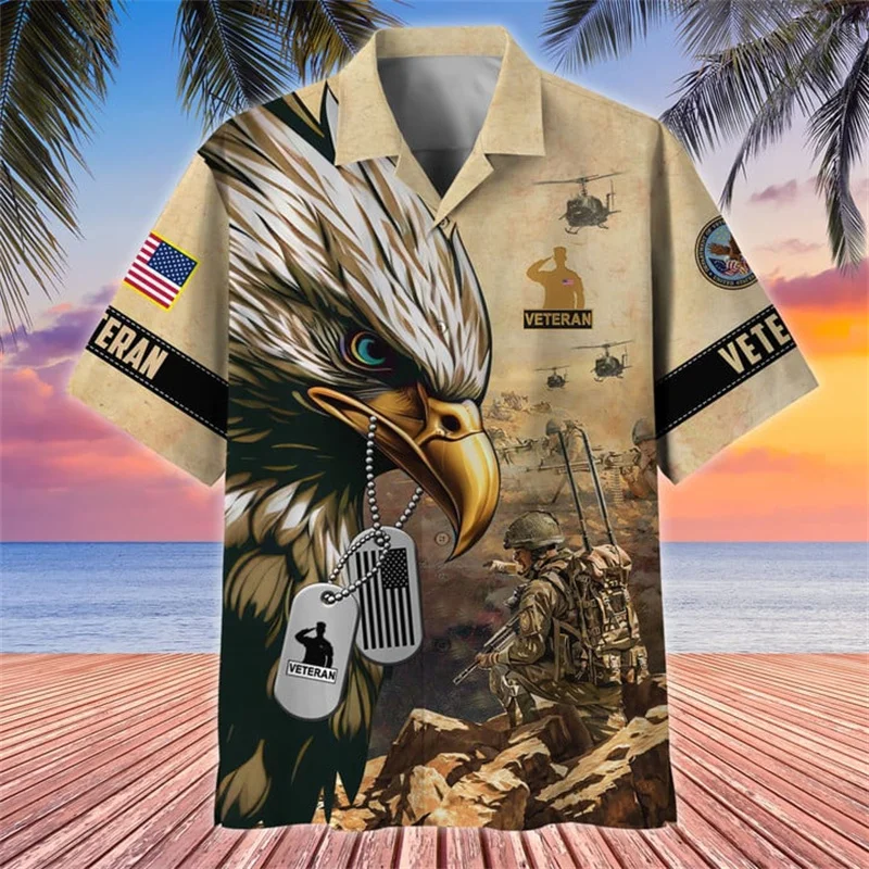 New Summer 3D Printing UNITED STATES soldiers armys veterans Shirts For Men Kids Fashion Cool Short Shirts Hawaiian Vintage Tops