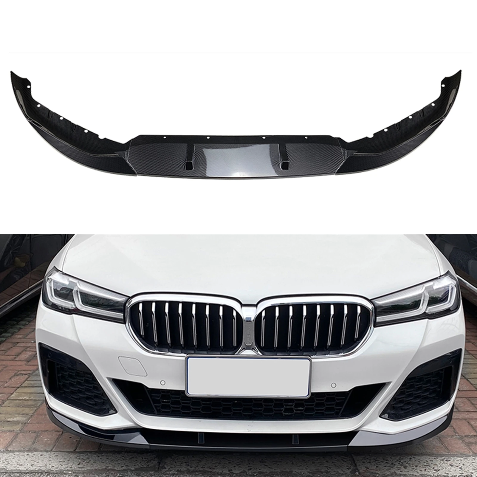 

Front Bumper Spoiler Lip Splitter For BMW 5 Series G30 M Sport LCI 540i 525i 530i 2021-2023 Gloss Black/Carbon Fiber Look Blade