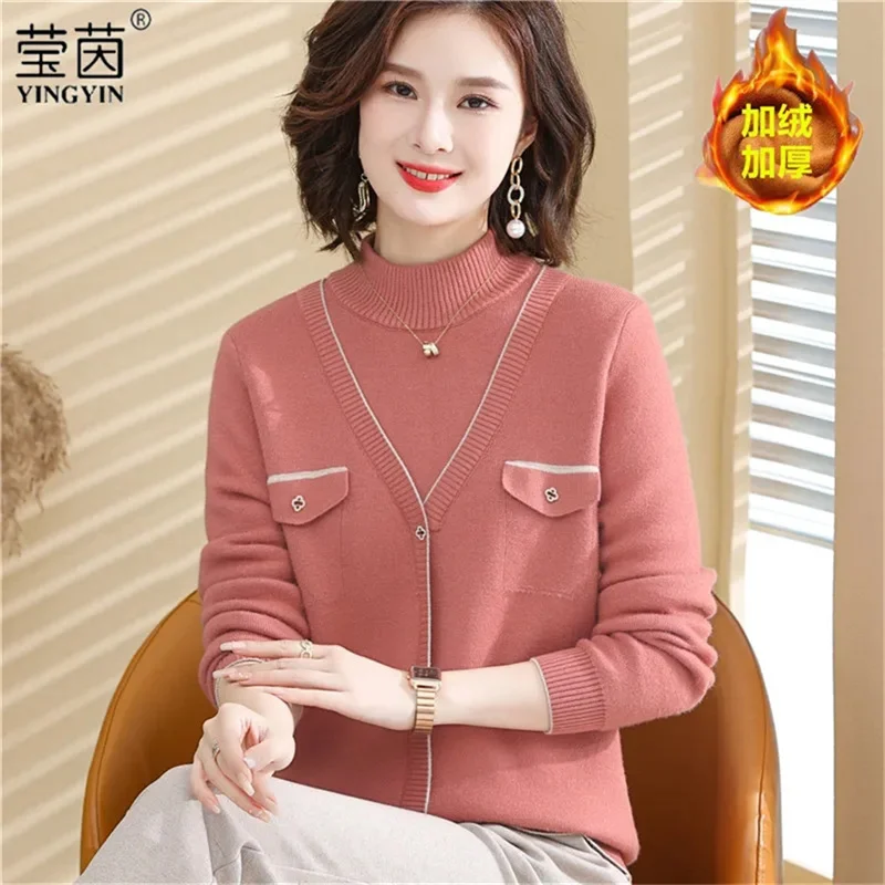 

Mother's Outfit Winter Plush And Thick Sweater Large Size 6XL Warm Top Middle-Aged And Elderly Women's All-In-One Plush Sweater
