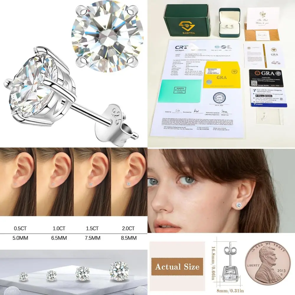 أقراط سوليتير الماسية المصنوعة من المختبر باللون الذهبي فيرميل، هدية مجوهرات نسائية من الفضة الإسترليني عيار 925، مثالية للمناسبات الخاصة