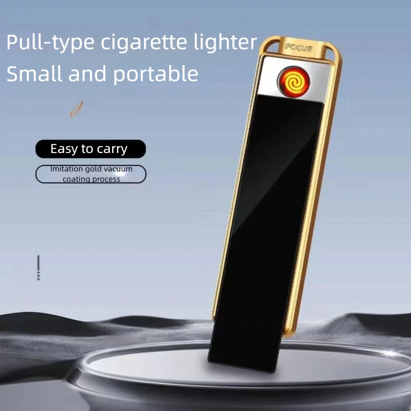 Intelligent charging silent lighter, outdoor portable and compact windproof aluminum alloy material cigarette lighter