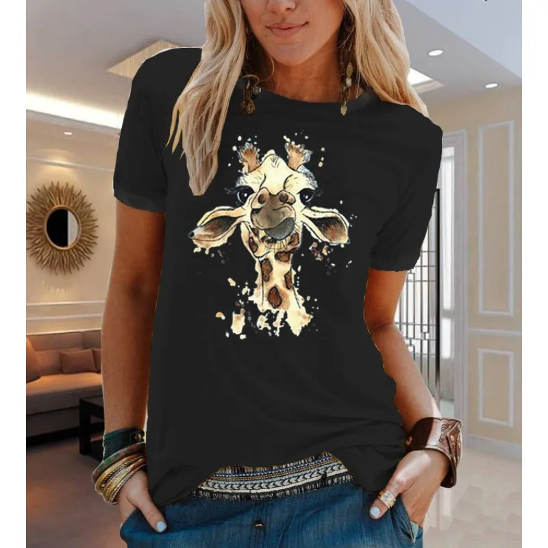 100% de algodón con estampado de flores y animales, camiseta de manga corta, ropa estética para mujer, camisetas gráficas, camisetas de gran tamaño