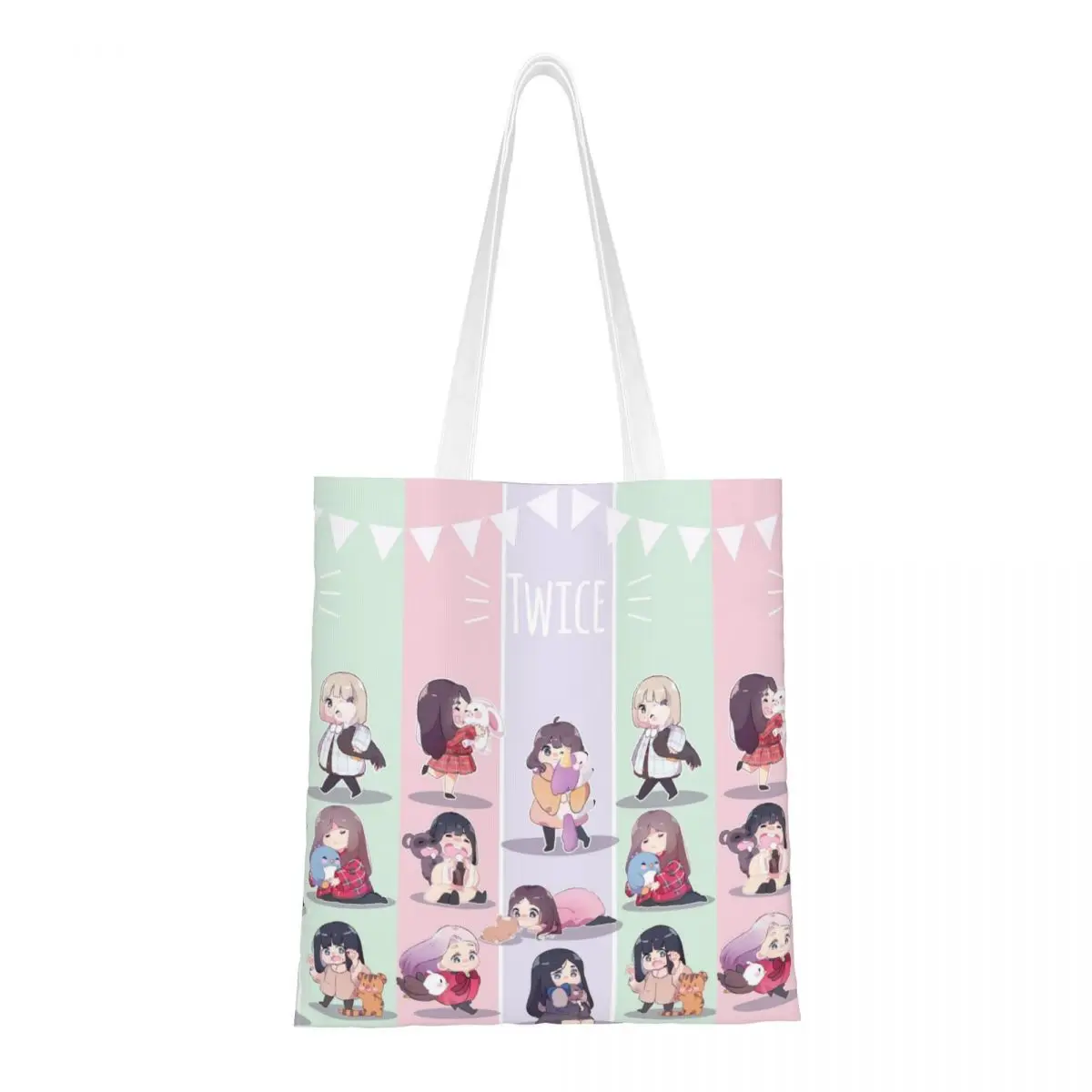 Donna uomo due volte Cartoon Cute Tote Bags borsa per la spesa di grande capacità per borse da ragazza