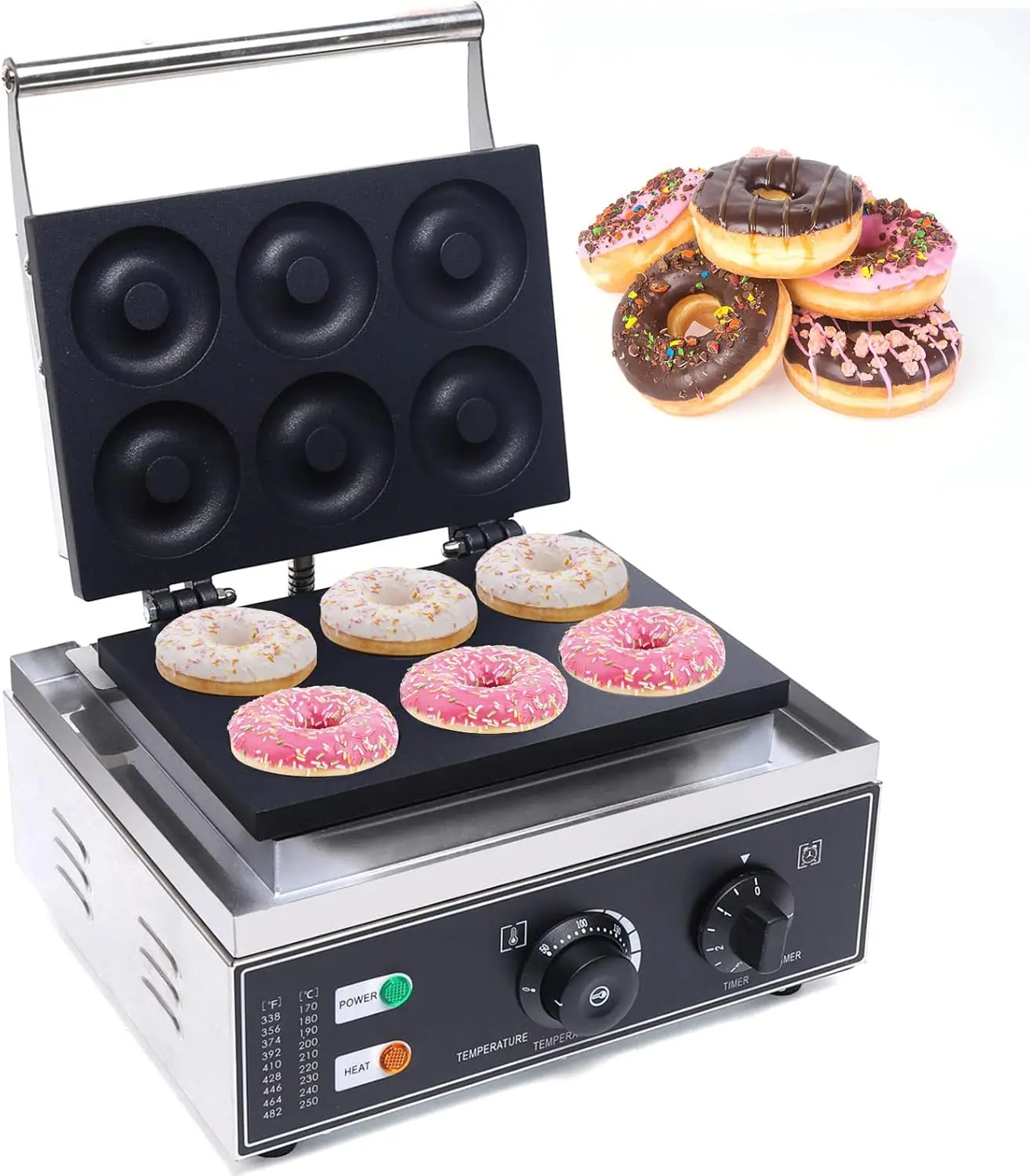 

Maker Machine Electric Doughnut Baker Maker Machine 110V Commercial Use Nonstick, Temperature 122-572℉,Commercial Waffle for Res