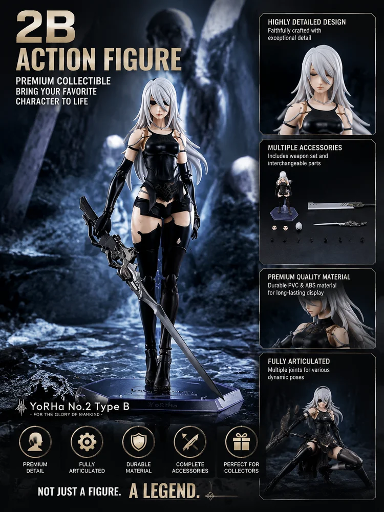 Neue Ko Figur Figma A2 Figurine Nier: Automata 2b Artikulierte Actionfigur Modell Ornament Sammlerstück Spielzeug Geschenk Auf Lager