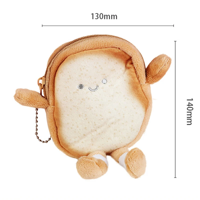 Creative Cartoon Toast Plush Children's Coin Purse Cute Doll Card Bag Girl Bag Decoration Pendant Kids Fun Holiday Birthday Gift