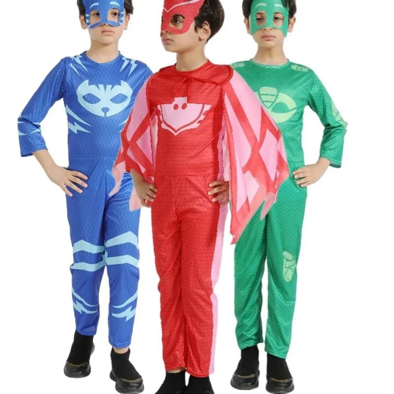 Children's Halloween Masked Pajamas Little Hero Costume Sleepwear Ideal for Parties And Cosplay Events in Fall Season