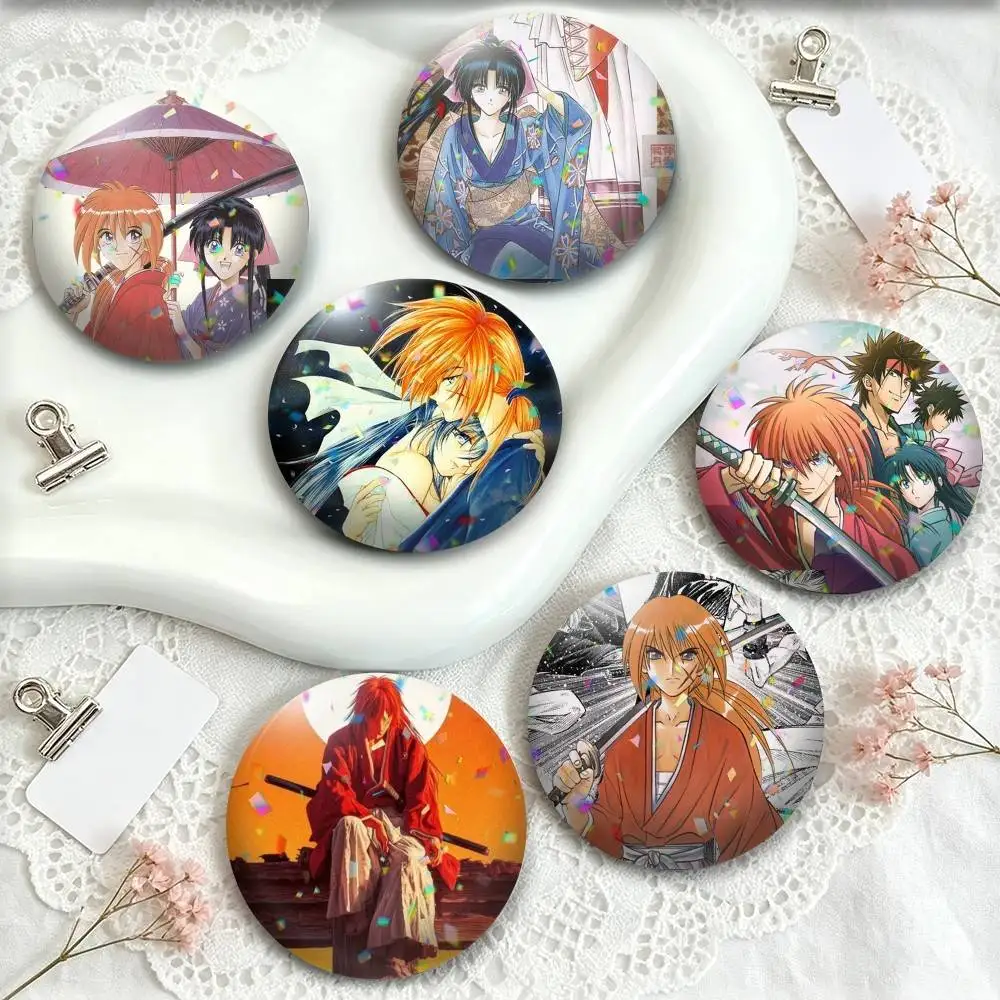 Kenshin Himura-Kamiya Kaoru-Rurouni Kenshin  25 32 44 58 75mm Badges Personalized Round Brooches Pins Accessory Gift