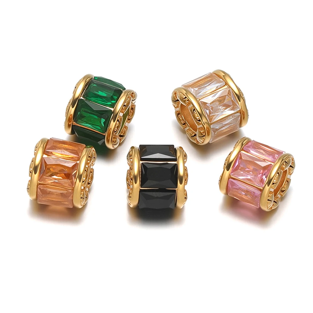 3 قطعة الفولاذ المقاوم للصدأ البيضاوي الزركون برميل الخرز خزر عازل DIY بها بنفسك مجوهرات للبنات النتائج قلادة سوار أقراط مكونات السائبة