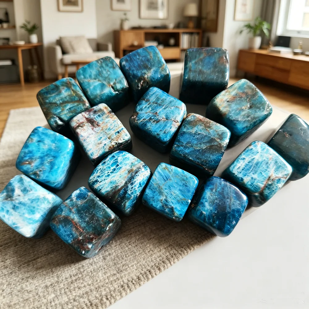 Natural Blue Apatite Stone Polished irregular Fengshui Stone Quartz Crystal Healing Reiki Mineral Aquarium Home Decoration Stone