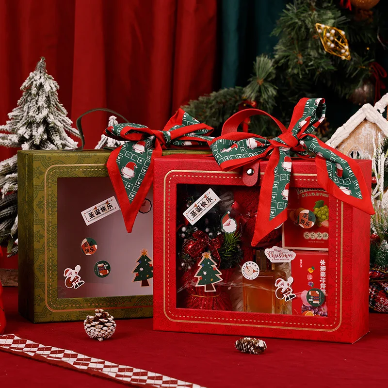 ポータブルで透明な革の箱,窓,メリークリスマス,ギフトボックス,梱包バッグ,文房具,学生
