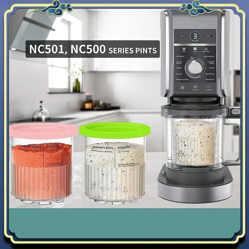 

A56P-Замена пинтов и крышек Ninja Creami — 4 шт. NC501, совместима с серией Ninja NC501 NC500 Creami Deluxe