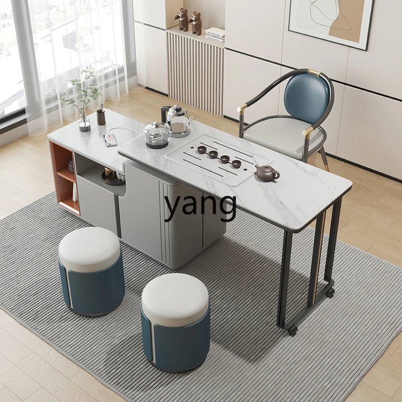

tgf Multifunctional Rotating Rock Plate Balcony Small Tea Table Modern Minimalist Living Room Kung Fu Mobile Tea Cart