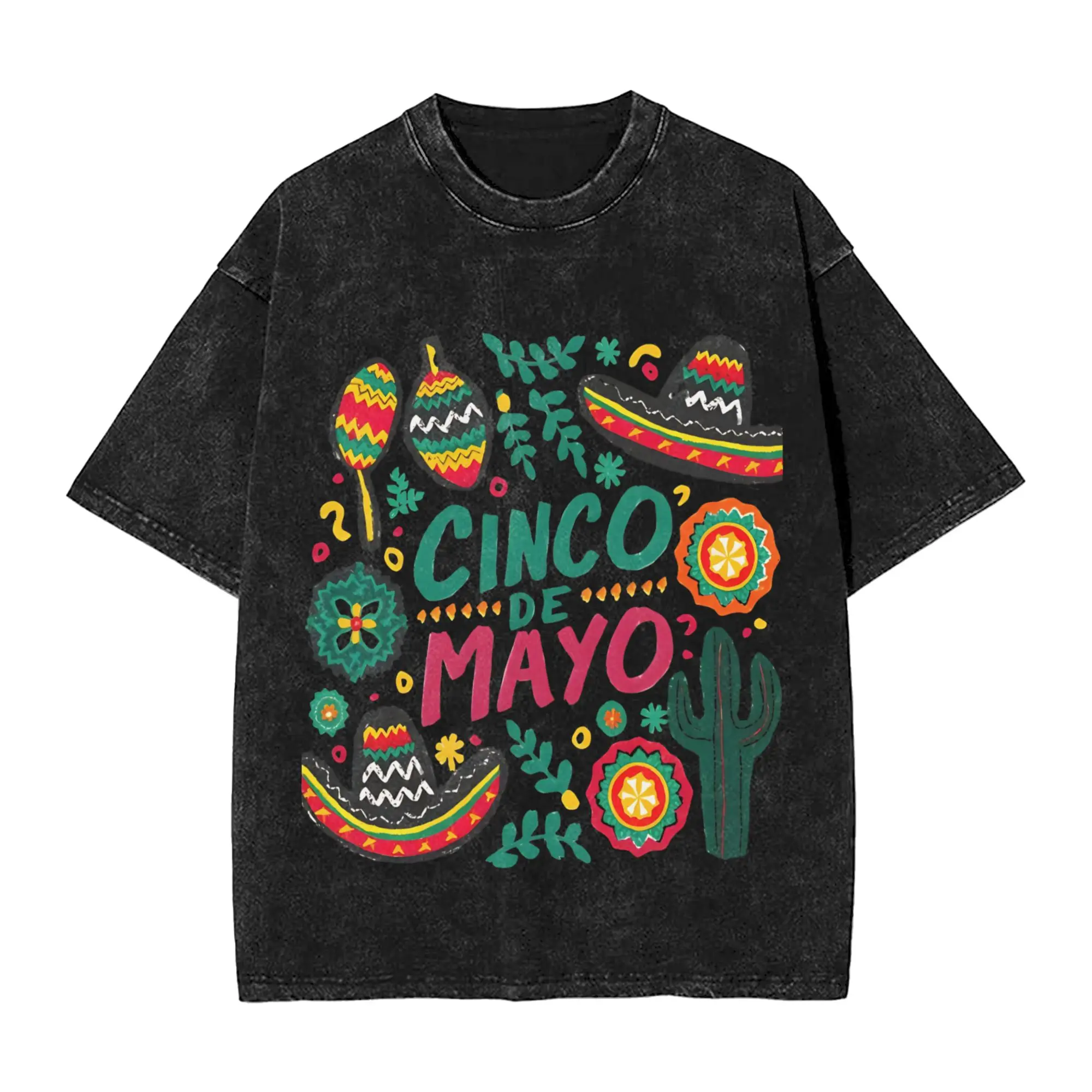 Men Women T Shirt Cinco De Mayo   Washed T-Shirts Harajuku  Summer Tees Streetwear Print Cotton Clothes Dropshipping