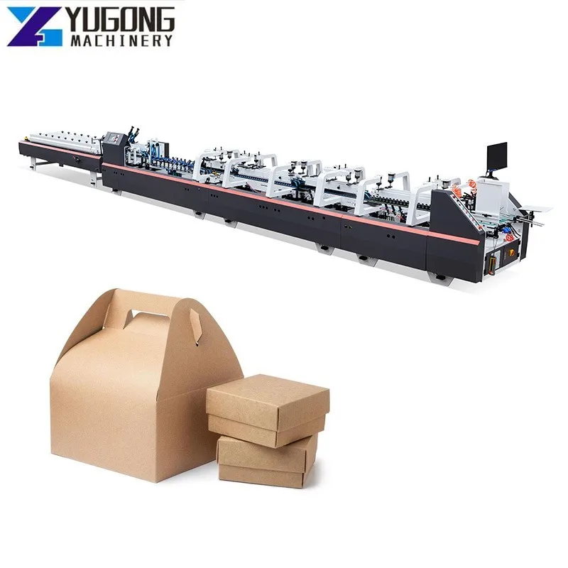 YUGONG Automatic 4 Corner Pasting Paper Board Box Folding Gluing Machine Rigid Gift Cardboard Box Corner Pasting Machine