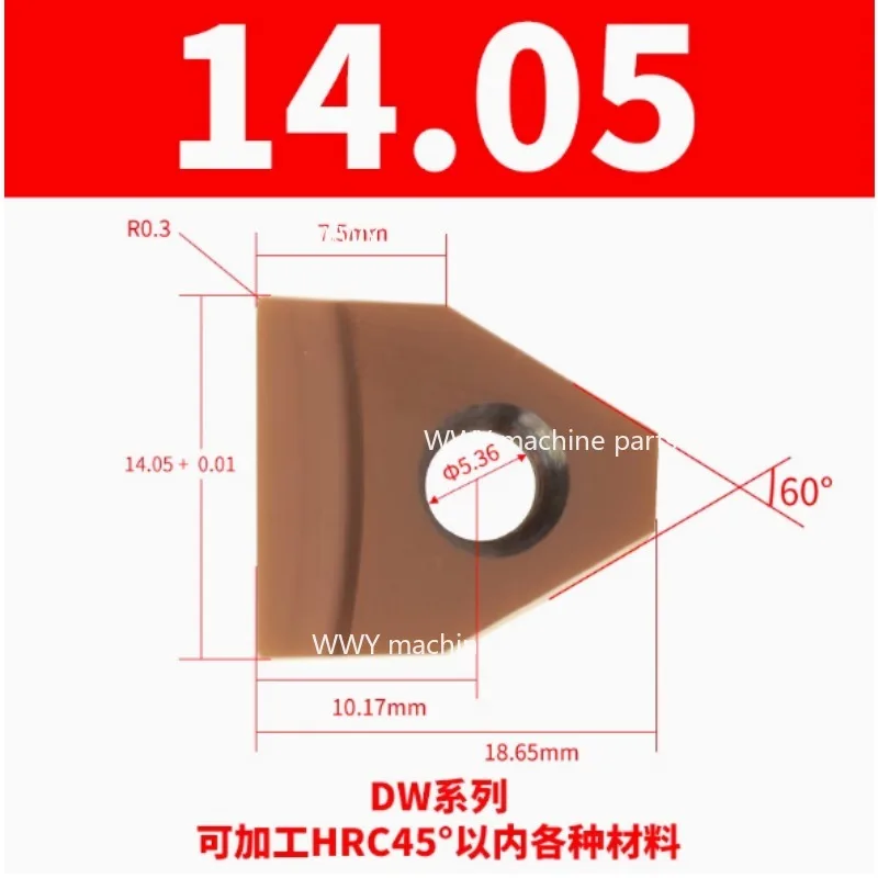 

DW11.98-14.1 Keyway Broaching Cutter Carbide Insert Blade for CNC Machine To Cut Blind Internal Keyway Slot Groove Spline Shaft