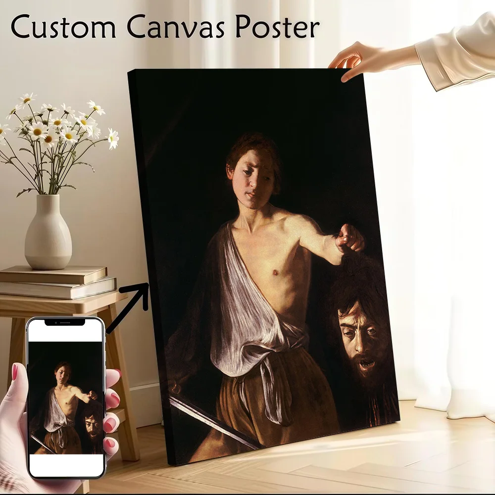 David With the Head of Goliath Painting Printed Canvas Poster Personalized High Quality Wall Art Paintings for Vintage Decor