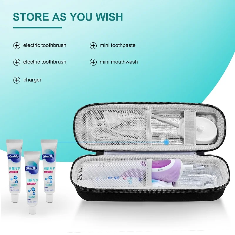 

Yunchi Portable Toothbrush Case Waterproof Sealed Storage Box Adult Children Travel Grooming Storage Bag+4 Toothbrush Dust Caps