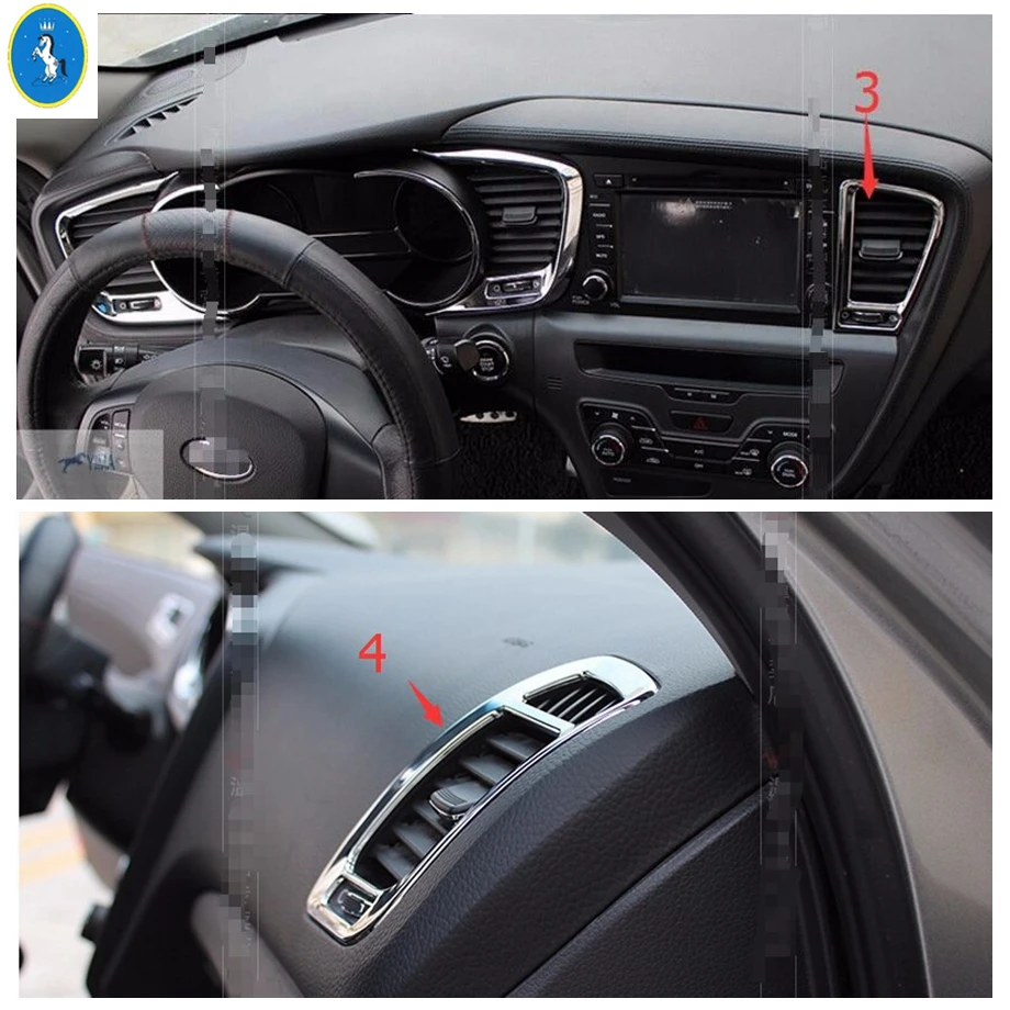 Yimaautotrims Chrome Central Control Air AC Vent Outlet Frame Cover Trim 4 Pcs / Set For Kia Optima K5 2011 - 2015 Accessories