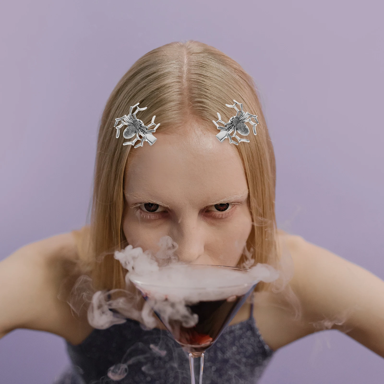 

2 Pcs Halloween Spider Hairpins Gothic Punk Barrette Kids Girls Hair Accessories Dark Theme Decorative Clips For Party