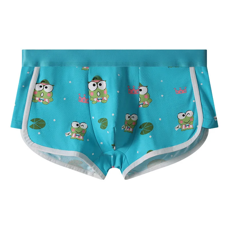 Men's Cute Frog Print Cotton Boxer Brief | Soft Breathable Casual Underwear