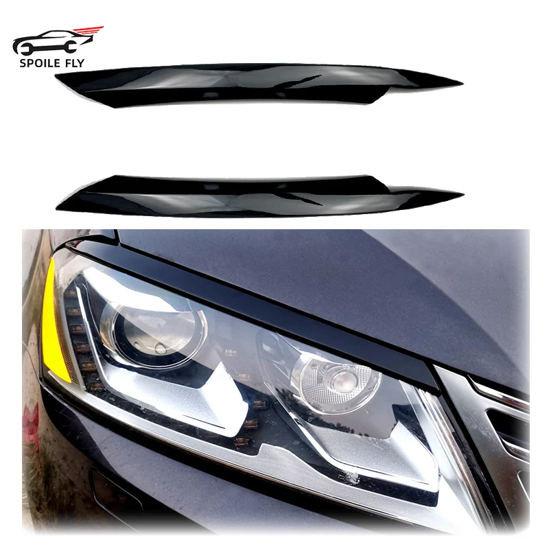 

2010 To 2014 For Volkswagen VW Passat B7 Front Headlight Eyebrow Eyelid Lamp Light Eyebrows Sticker Cover ABS Glossy Balck