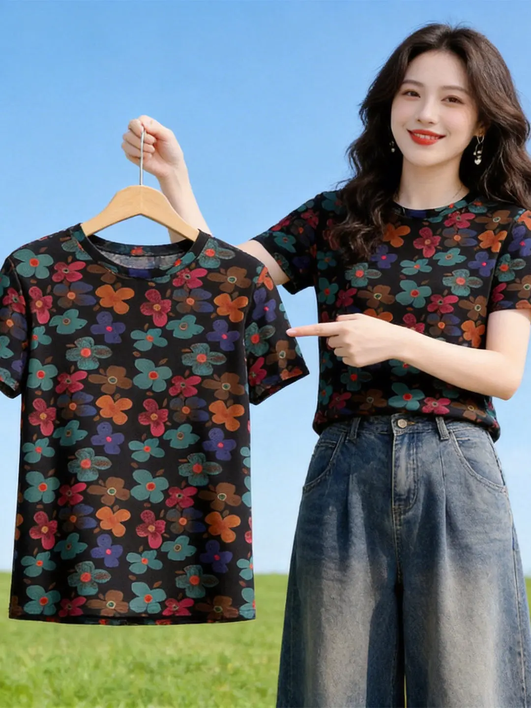 

Женская футболка свободного кроя с принтом, коротким рукавом и круглым вырезом, повседневный стиль, из полиэстера, с эффектом стройности