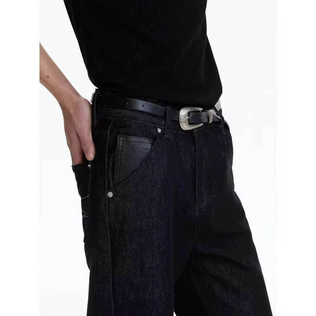 Men's Minimalist Style Thin Black Jeans Casual Pants Young Boy Bottom Summer Street Sweatpants Male High Waist Cool Trousers