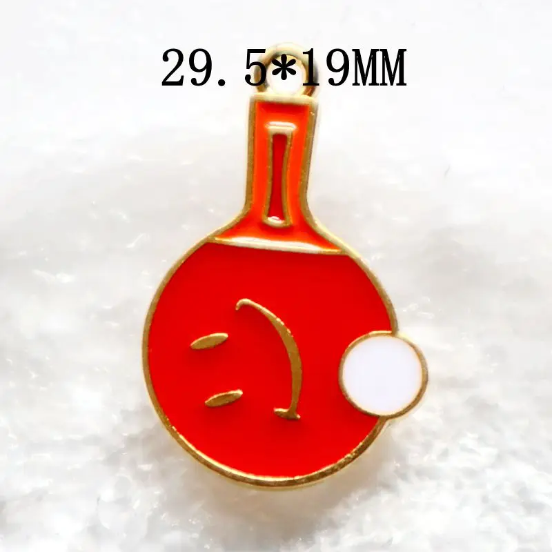 10PCS Ping-Pong Racquet Alloy Enamel Pendant Cute Cartoon Charm Sport Smile DIY Necklace Earring Bracelet Keychain Accessories