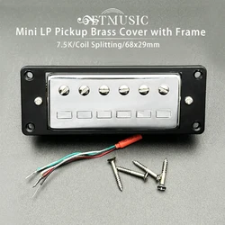 Brass Cover Mini Style LP 6-String Guitar Humbucker Pickup Coil Splitting 6 Round+6 Square Pole Piece for LP Guitar 7.5K 68x29mm
